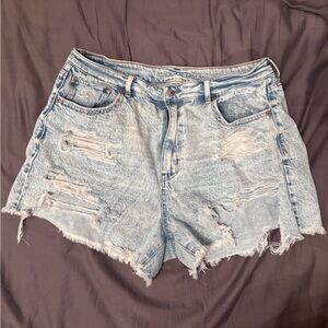 American Eagle Outfitters Light Blue Distressed Denim MomShorts